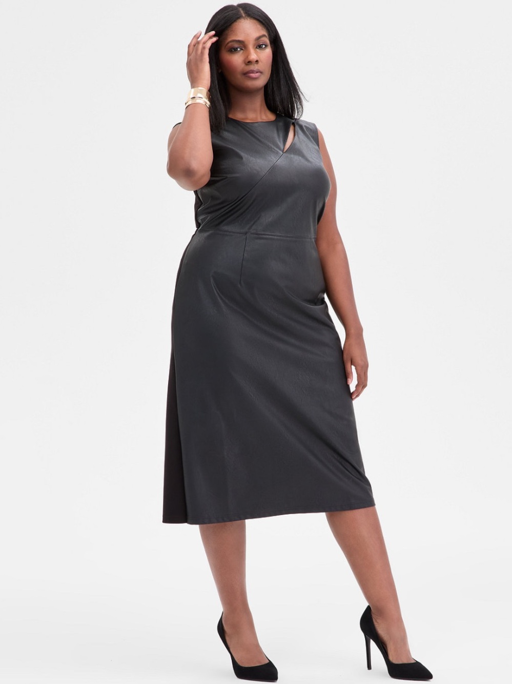 inc faux leather dress International Concepts Women's Plus Size Mixed-Media - Blue elegant leather dress